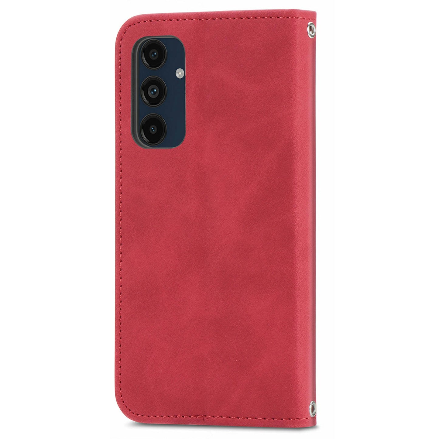 For Samsung Galaxy A16 5G / A16 4G Case Skin Touch Feeling Leather Card Holder Phone Cover Magnetic Absorption - Red