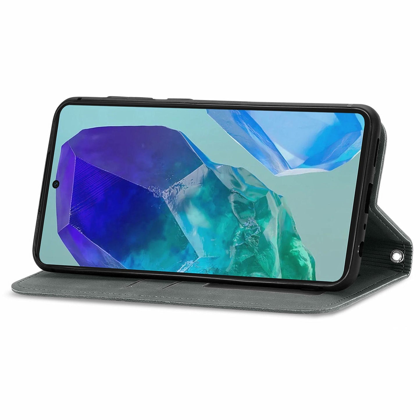 For Samsung Galaxy A16 5G / A16 4G Case Skin Touch Feeling Leather Card Holder Phone Cover Magnetic Absorption - Grey