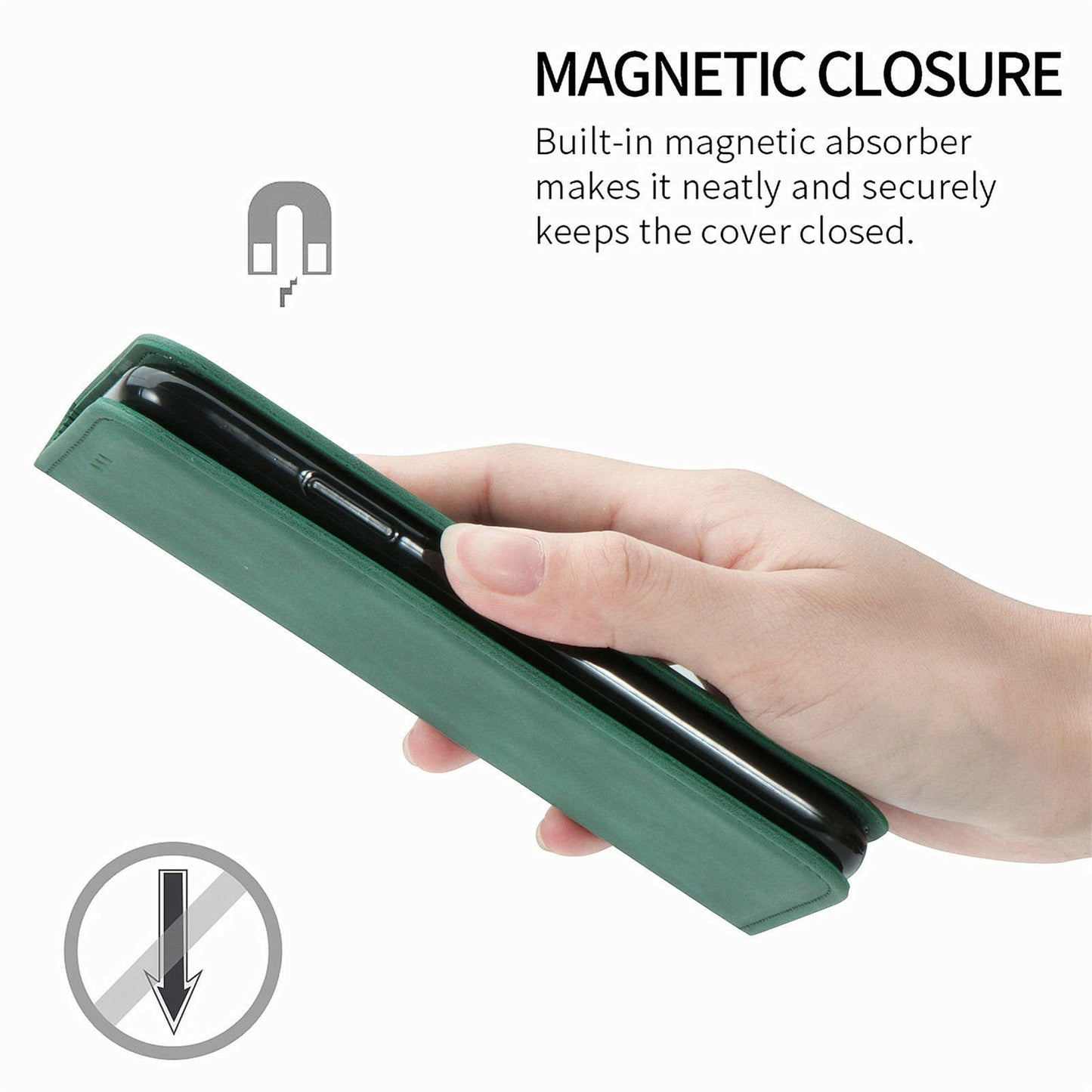 For Samsung Galaxy A16 5G / A16 4G Case Skin Touch Feeling Leather Card Holder Phone Cover Magnetic Absorption - Green
