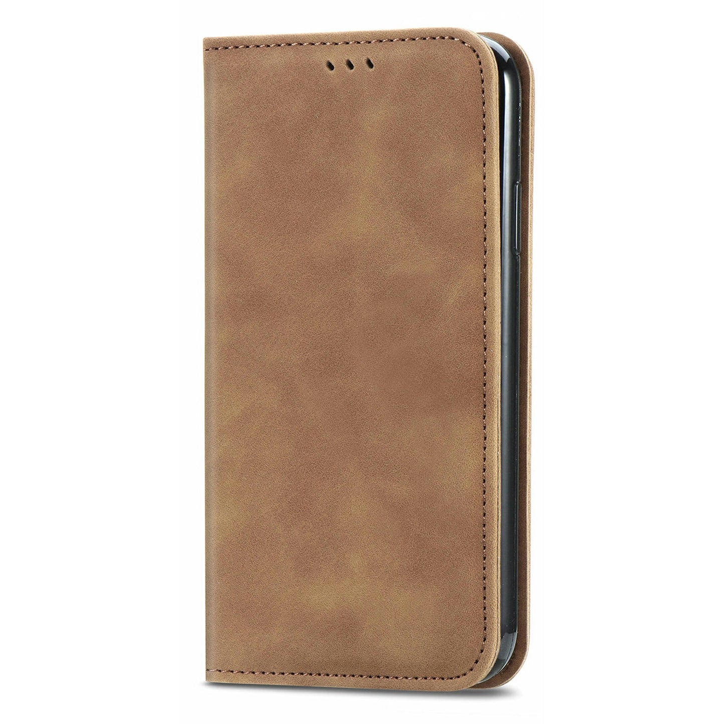For Samsung Galaxy A16 5G / A16 4G Case Skin Touch Feeling Leather Card Holder Phone Cover Magnetic Absorption - Brown