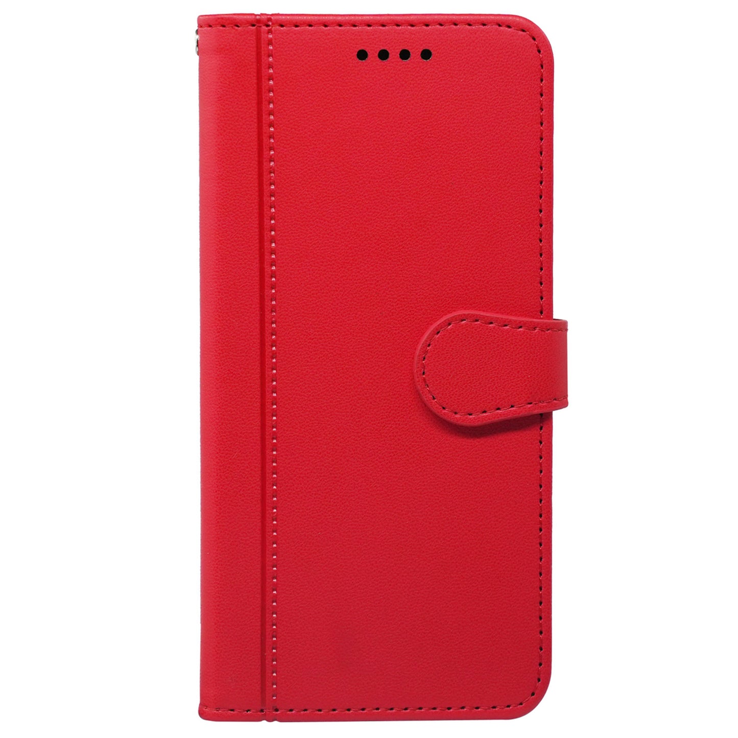 For Samsung Galaxy A06 Wallet Case Magnetic Snap Leather Phone Cover with Strap - Red
