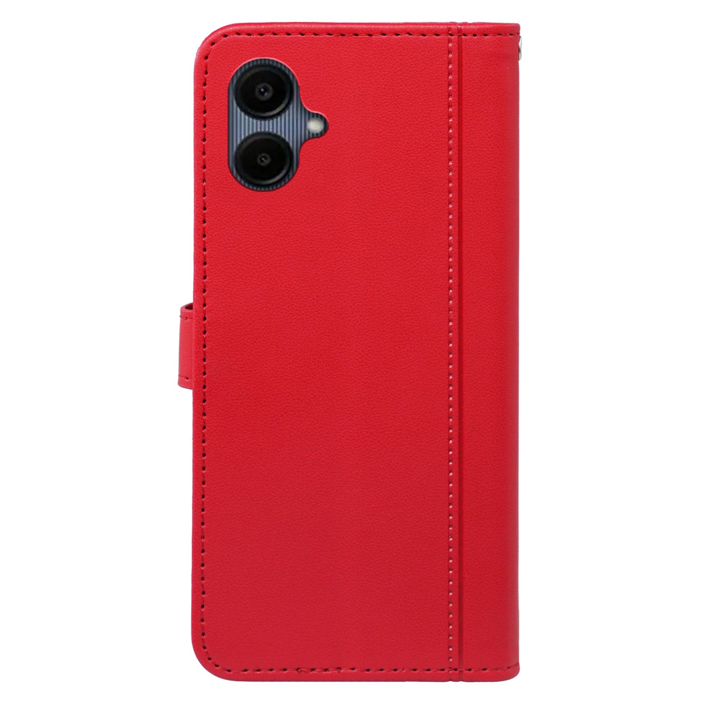 For Samsung Galaxy A06 Wallet Case Magnetic Snap Leather Phone Cover with Strap - Red