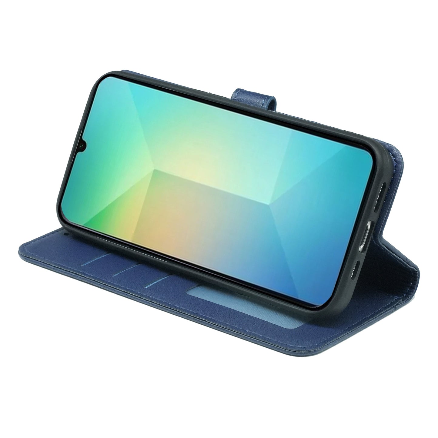 For Samsung Galaxy A06 Wallet Case Magnetic Snap Leather Phone Cover with Strap - Blue