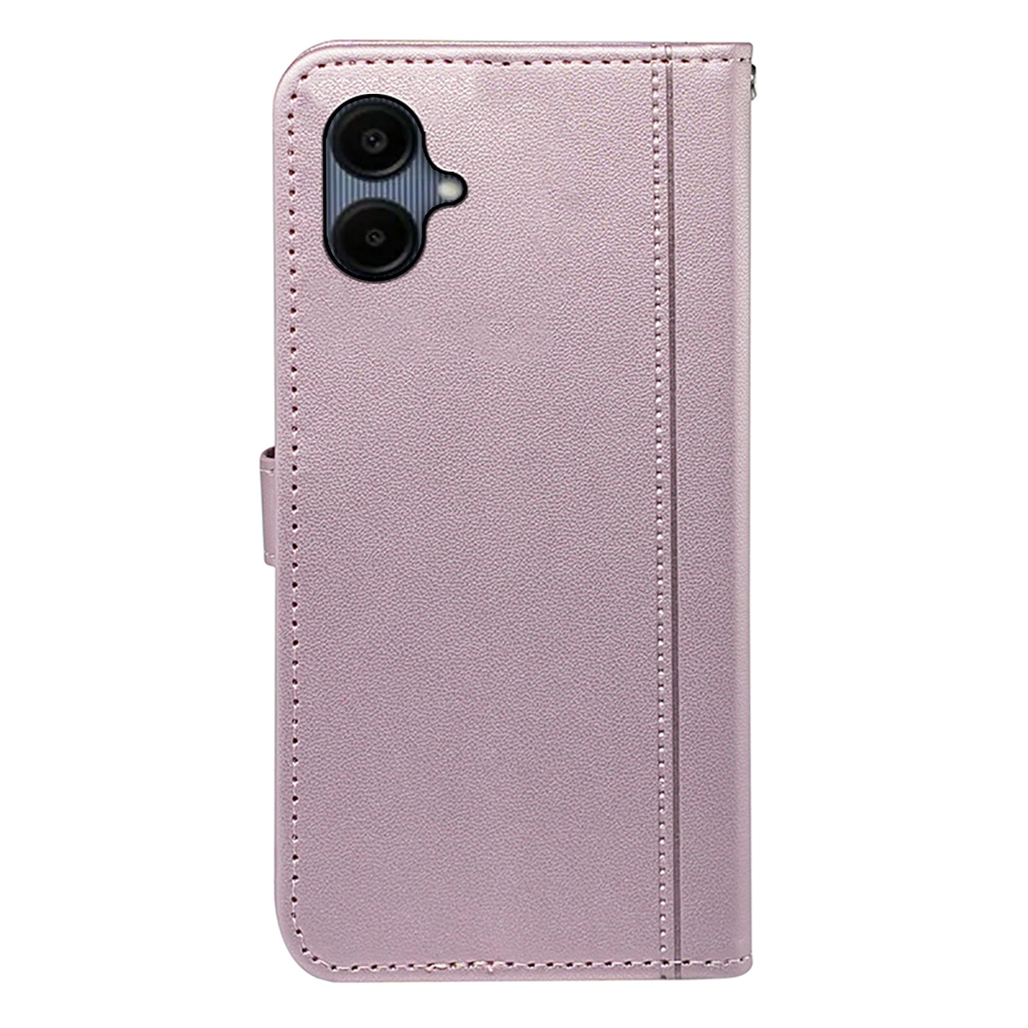 For Samsung Galaxy A06 Wallet Case Magnetic Snap Leather Phone Cover with Strap - Rose Gold