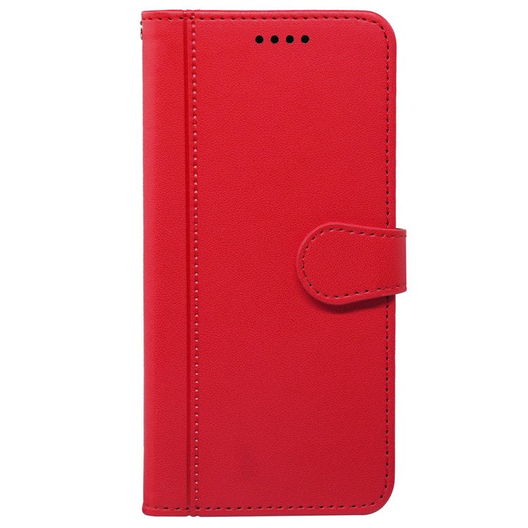 For iPhone 16 Plus Wallet Case Magnetic Snap Leather Phone Cover with Strap - Red
