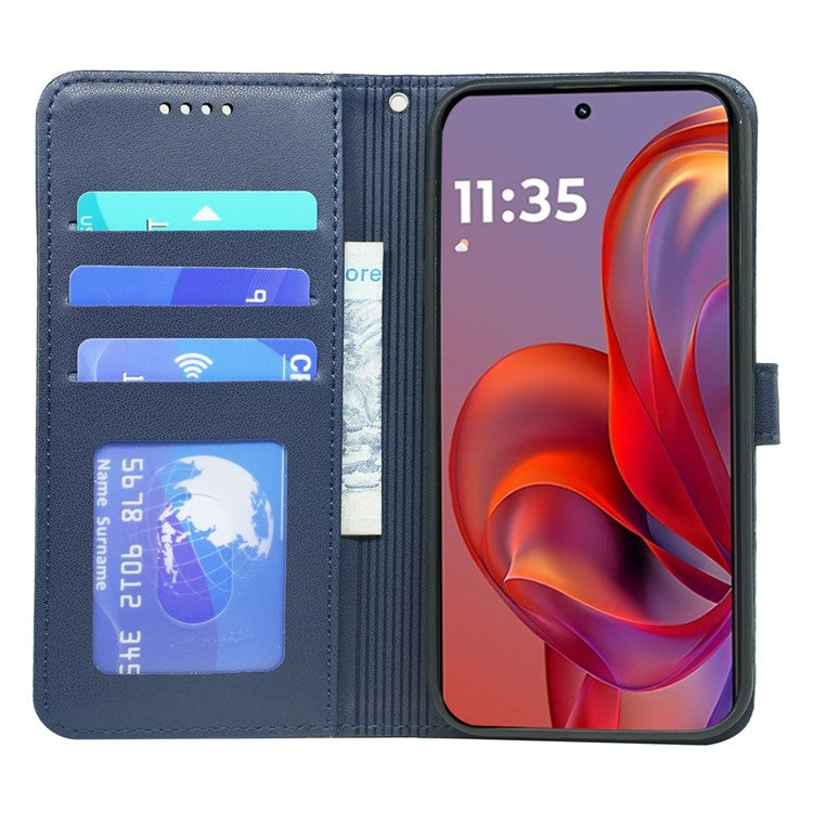 For Motorola Edge 50 Neo 5G / Moto S50 5G / Thinkphone 25 5G Wallet Case Magnetic Snap Leather Phone Cover with Strap - Blue