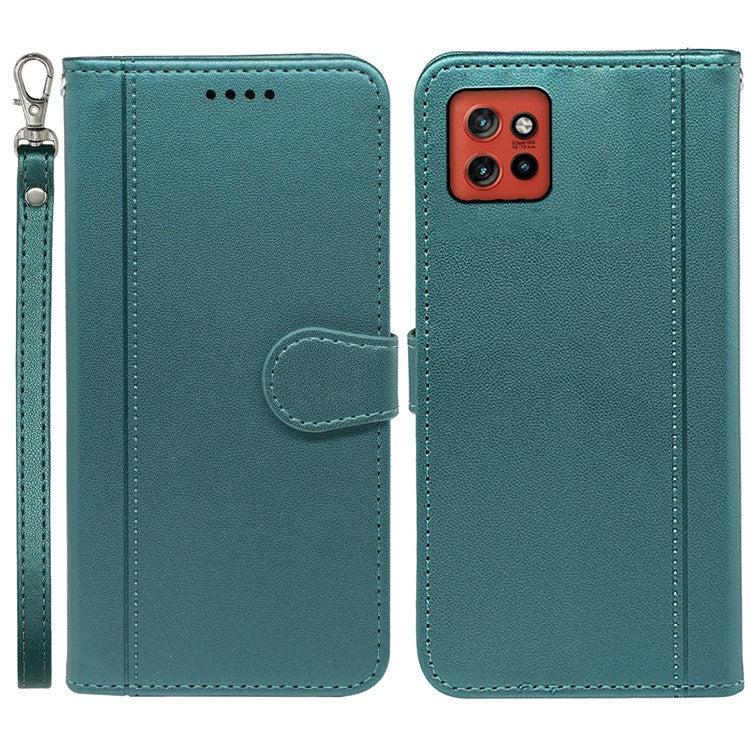 For Motorola Edge 50 Neo 5G / Moto S50 5G / Thinkphone 25 5G Wallet Case Magnetic Snap Leather Phone Cover with Strap - Green