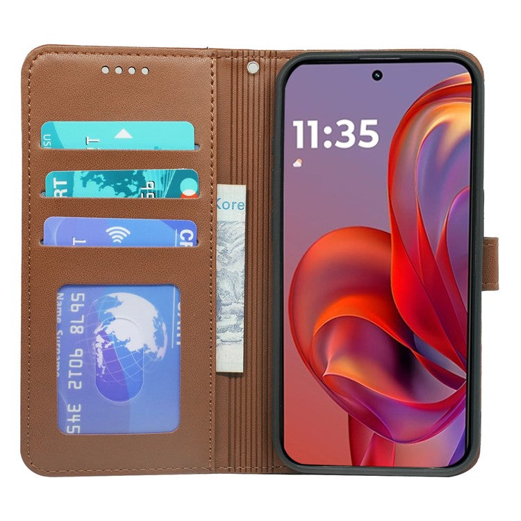 For Motorola Edge 50 Neo 5G / Moto S50 5G / Thinkphone 25 5G Wallet Case Magnetic Snap Leather Phone Cover with Strap - Brown