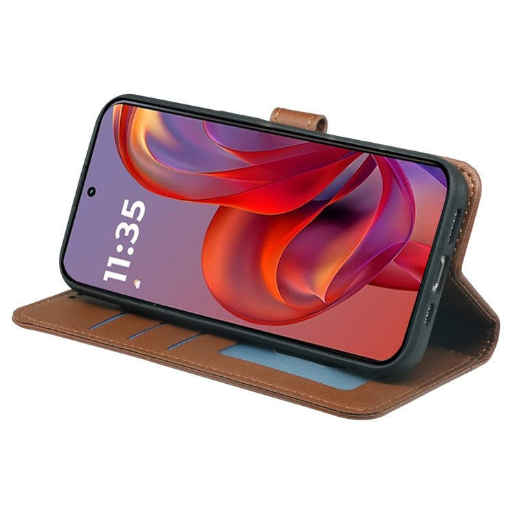 For Motorola Edge 50 Neo 5G / Moto S50 5G / Thinkphone 25 5G Wallet Case Magnetic Snap Leather Phone Cover with Strap - Brown
