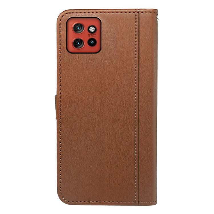For Motorola Edge 50 Neo 5G / Moto S50 5G / Thinkphone 25 5G Wallet Case Magnetic Snap Leather Phone Cover with Strap - Brown