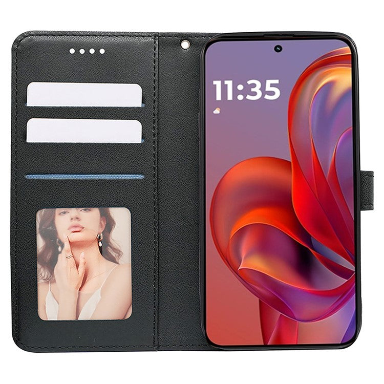 For Motorola Edge 50 Neo 5G / Moto S50 5G / Thinkphone 25 5G Wallet Phone Case Pattern Imprint Leather Flip Cover - Black