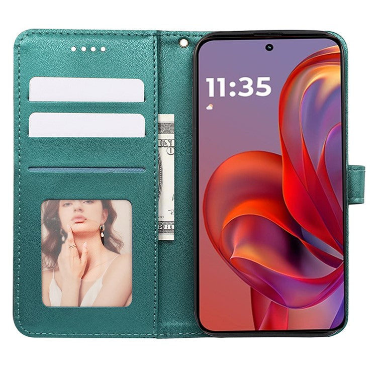 For Motorola Edge 50 Neo 5G / Moto S50 5G / Thinkphone 25 5G Wallet Phone Case Pattern Imprint Leather Flip Cover - Green