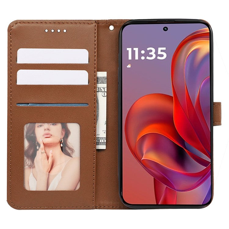 For Motorola Edge 50 Neo 5G / Moto S50 5G / Thinkphone 25 5G Wallet Phone Case Pattern Imprint Leather Flip Cover - Brown