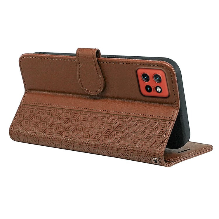 For Motorola Edge 50 Neo 5G / Moto S50 5G / Thinkphone 25 5G Wallet Phone Case Pattern Imprint Leather Flip Cover - Brown