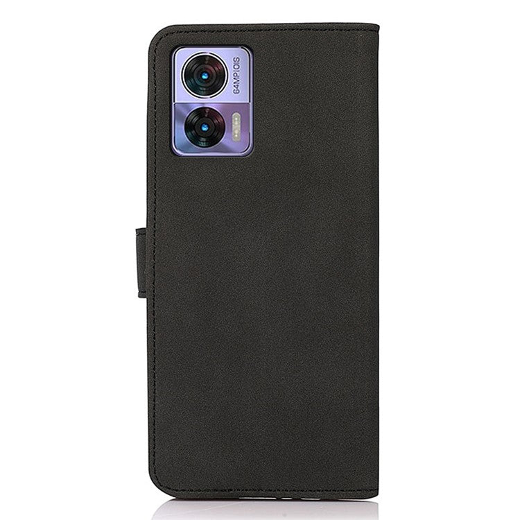 KHAZNEH For Motorola Edge 30 Neo 5G Wallet Phone Case Full Covering Textured PU Leather Folio Book Case Stand Anti-Drop Phone Cover - Black