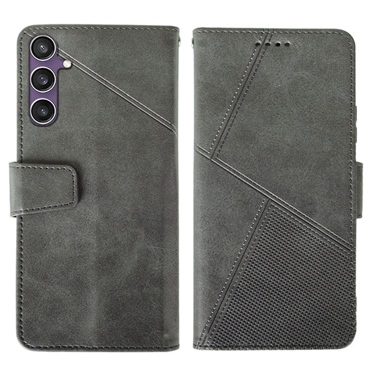 IDEWEI For Samsung Galaxy S24 FE Case Leather Wallet Phone Cover Stand Calf Texture - Grey