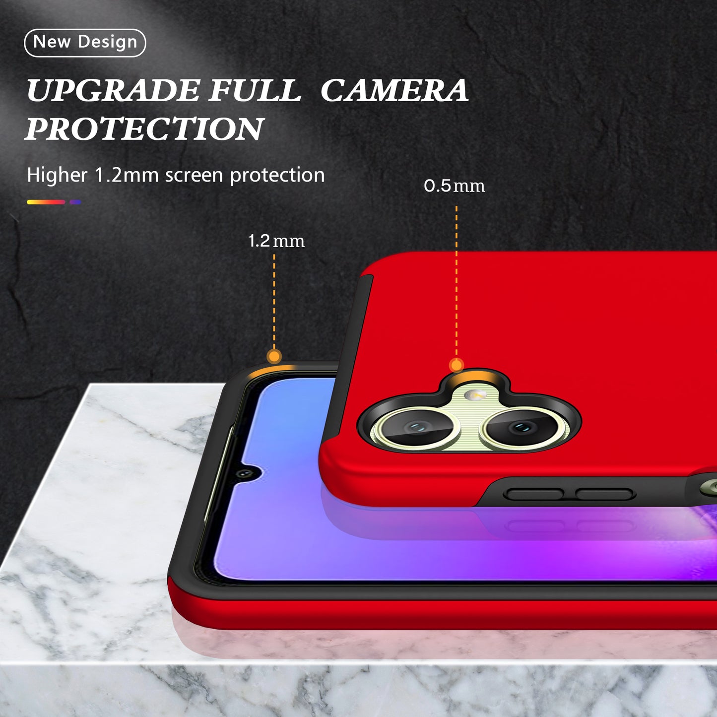 For Samsung Galaxy A06 Case PC+TPU Phone Cover with Rotatable Ring Holder - Red
