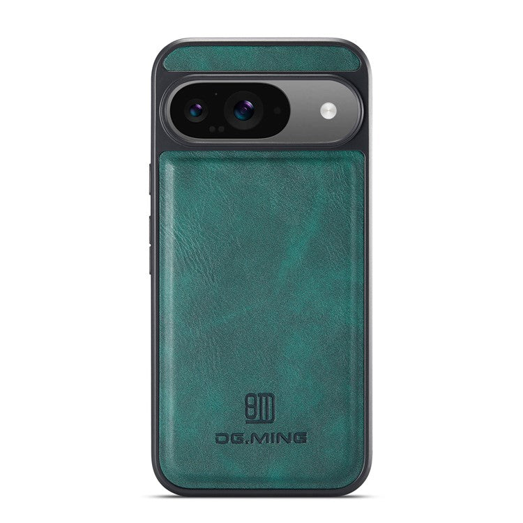 DG.MING For Google Pixel 9 Pro / Pixel 9 Case Anti-Drop Leather Coated PC+TPU Phone Back Cover - Green