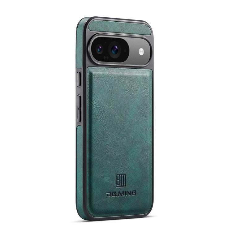 DG.MING For Google Pixel 9 Pro / Pixel 9 Case Anti-Drop Leather Coated PC+TPU Phone Back Cover - Green