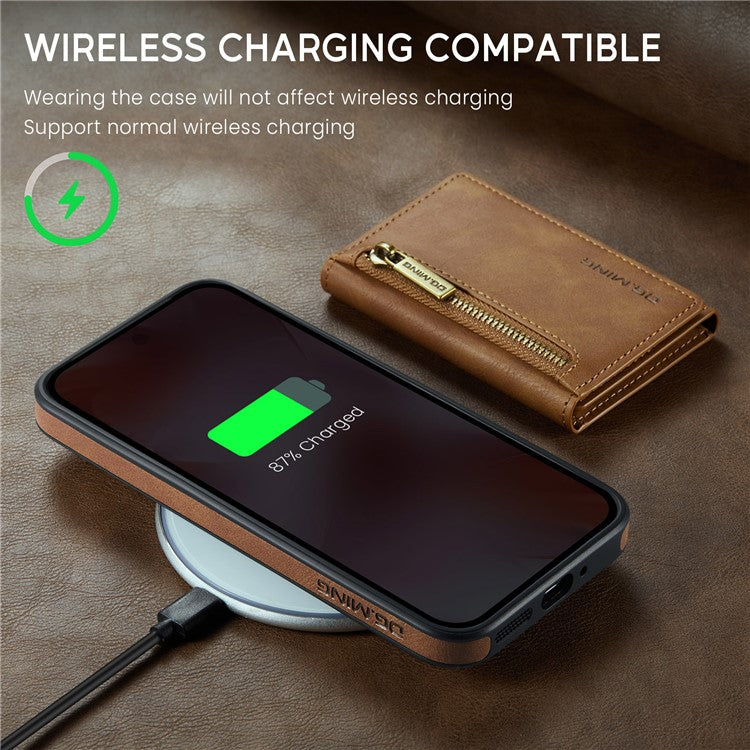 DG.MING M5 Series For Google Pixel 9 Pro / Pixel 9 Case Detachable Magnetic Leather Phone Cover with Card Slots - Brown