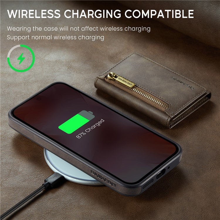DG.MING M5 Series For Google Pixel 9 Pro / Pixel 9 Case Detachable Magnetic Leather Phone Cover with Card Slots - Coffee