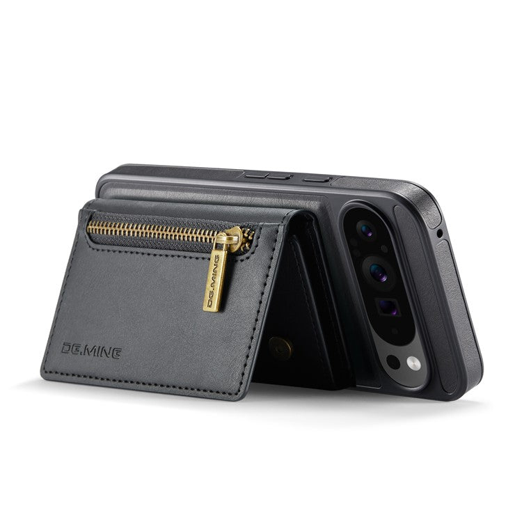 DG.MING M5 Series For Google Pixel 9 Pro XL Case Detachable Magnetic Leather Phone Cover with Card Slots - Black