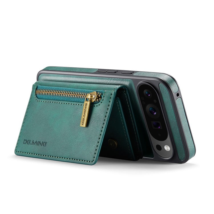 DG.MING M5 Series For Google Pixel 9 Pro XL Case Detachable Magnetic Leather Phone Cover with Card Slots - Green