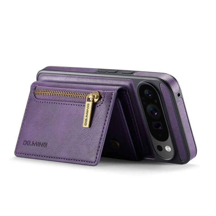 DG.MING M5 Series For Google Pixel 9 Pro XL Case Detachable Magnetic Leather Phone Cover with Card Slots - Purple