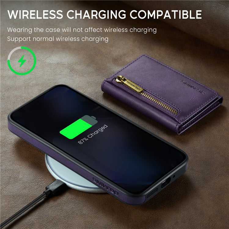 DG.MING M5 Series For Google Pixel 9 Pro XL Case Detachable Magnetic Leather Phone Cover with Card Slots - Purple