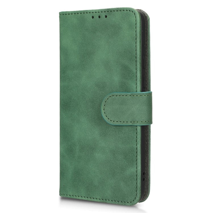 Skin-Touch Feeling Phone Cover for Motorola Edge 30 Neo 5G, PU Leather Magnetic Clasp Stand Wallet Case - Green
