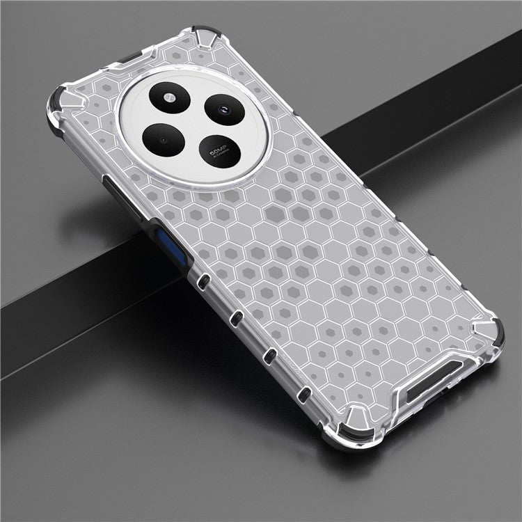 For Xiaomi Poco C75 4G / Redmi 14R 5G / 14C 4G Case PC+TPU Phone Cover Honeycomb Shape - Grey