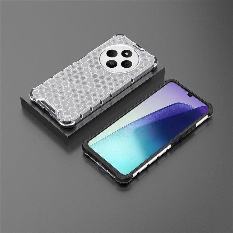 For Xiaomi Poco C75 4G / Redmi 14R 5G / 14C 4G Case PC+TPU Phone Cover Honeycomb Shape - Grey