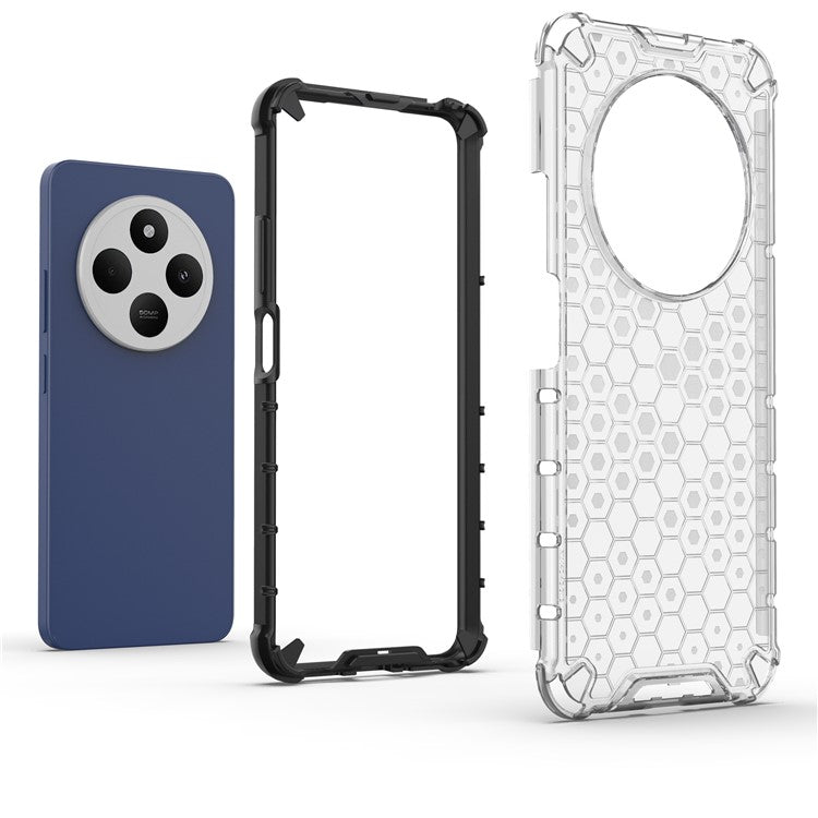 For Xiaomi Poco C75 4G / Redmi 14R 5G / 14C 4G Case PC+TPU Phone Cover Honeycomb Shape - Red