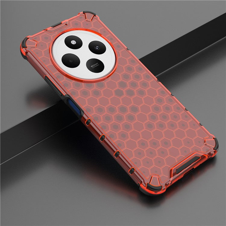 For Xiaomi Poco C75 4G / Redmi 14R 5G / 14C 4G Case PC+TPU Phone Cover Honeycomb Shape - Red