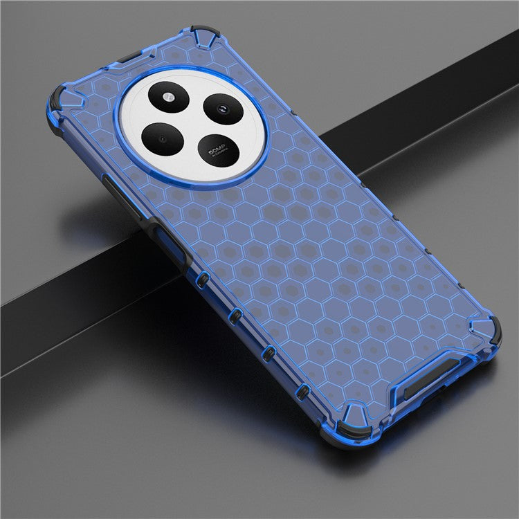 For Xiaomi Poco C75 4G / Redmi 14R 5G / 14C 4G Case PC+TPU Phone Cover Honeycomb Shape - Blue