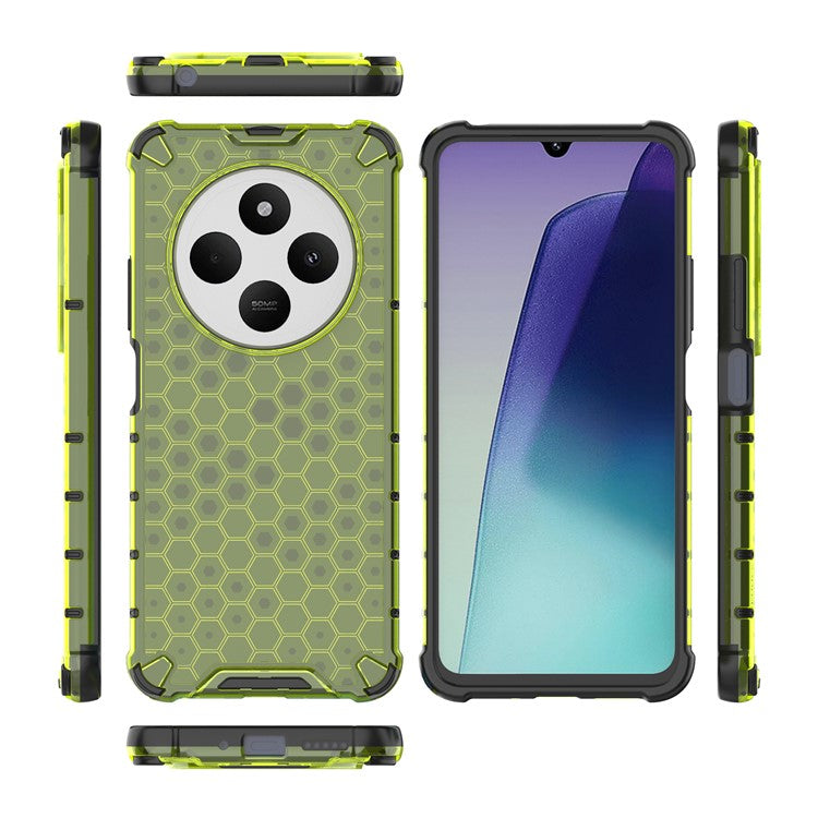 For Xiaomi Poco C75 4G / Redmi 14R 5G / 14C 4G Case PC+TPU Phone Cover Honeycomb Shape - Green