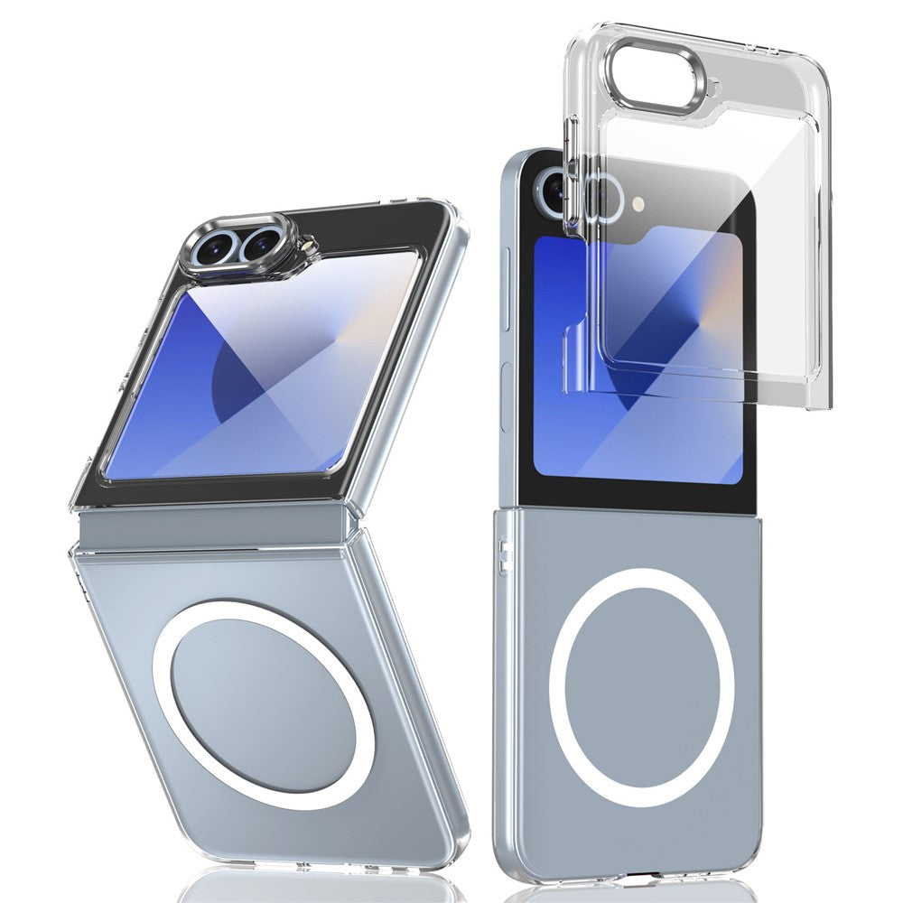 GKK For Samsung Galaxy Z Flip7 FE 5G / Z Flip6 5G Case Hard PC Clear Phone Cover with Screen Film - Silver