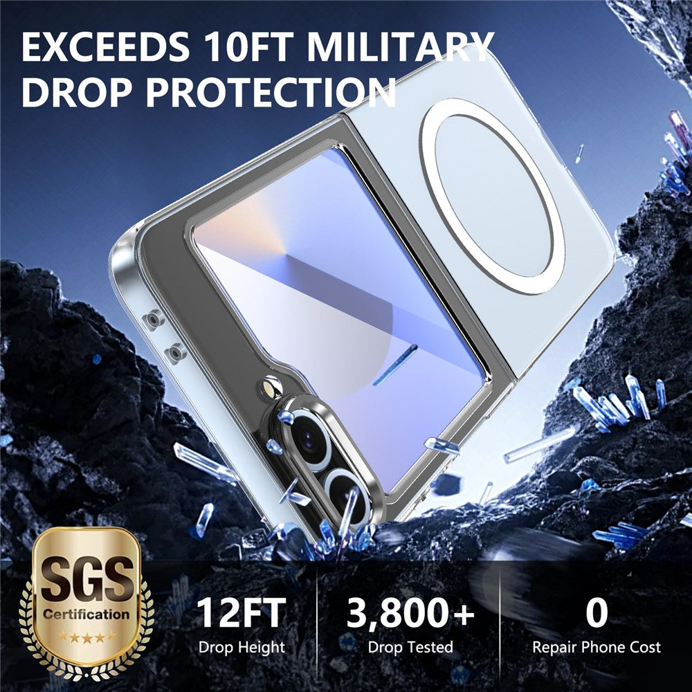 GKK For Samsung Galaxy Z Flip7 FE 5G / Z Flip6 5G Case Hard PC Clear Phone Cover with Screen Film - Silver