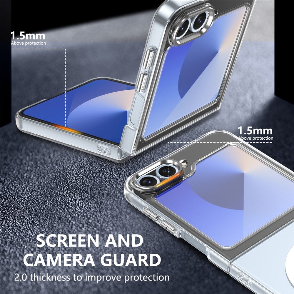 GKK For Samsung Galaxy Z Flip7 FE 5G / Z Flip6 5G Case Hard PC Clear Phone Cover with Screen Film - Sapphire