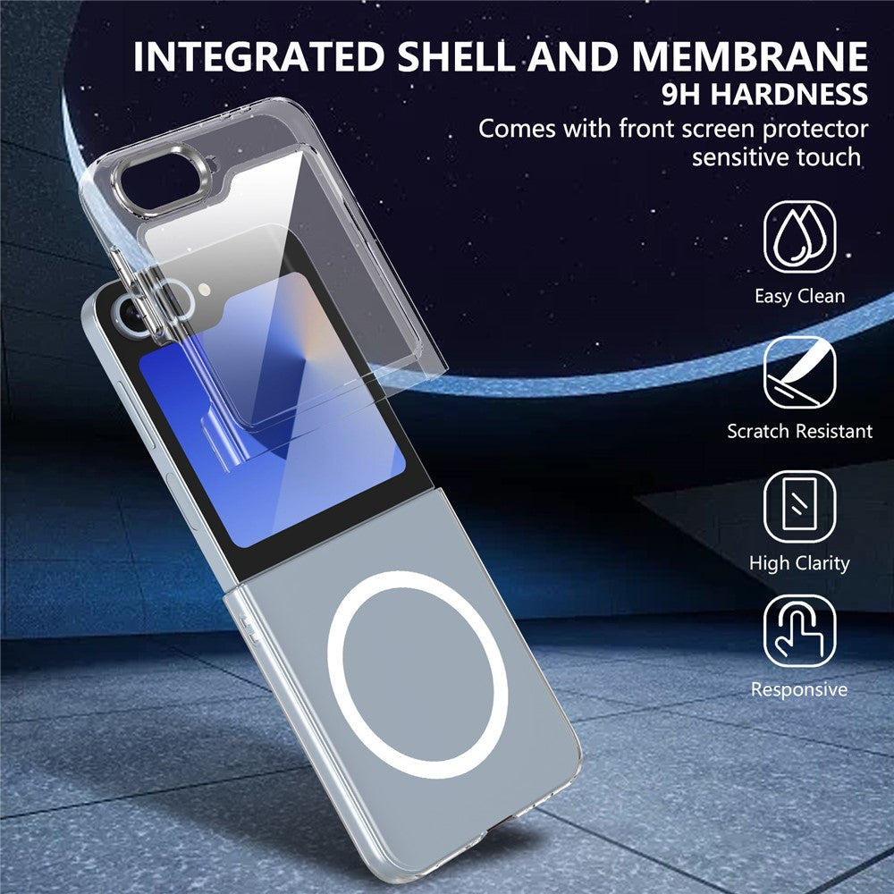 GKK For Samsung Galaxy Z Flip7 FE 5G / Z Flip6 5G Case Hard PC Clear Phone Cover with Screen Film - Sapphire