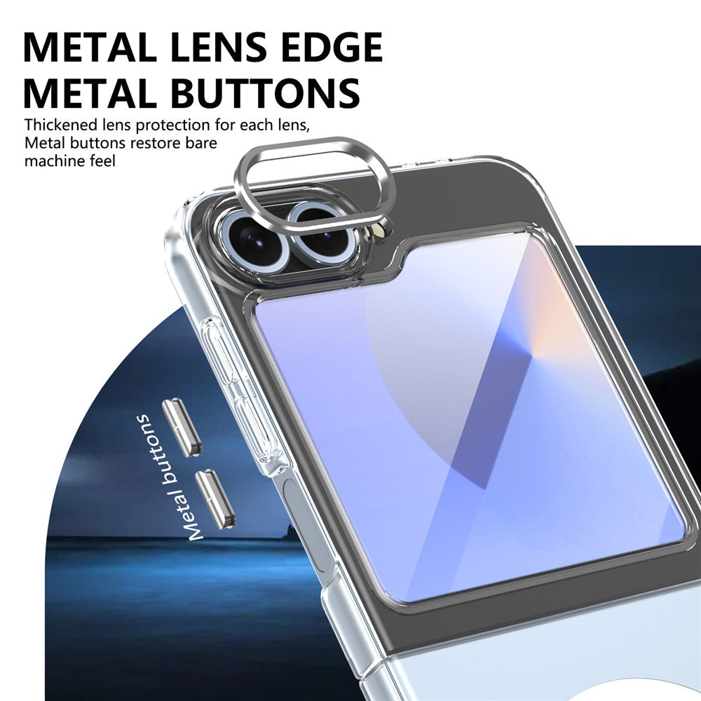 GKK For Samsung Galaxy Z Flip7 FE 5G / Z Flip6 5G Case Hard PC Clear Phone Cover with Screen Film - Orange