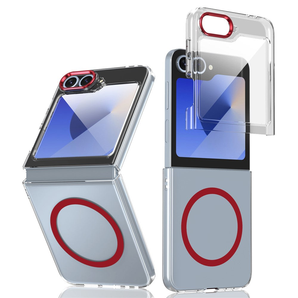 GKK For Samsung Galaxy Z Flip7 FE 5G / Z Flip6 5G Case Hard PC Clear Phone Cover with Screen Film - Red