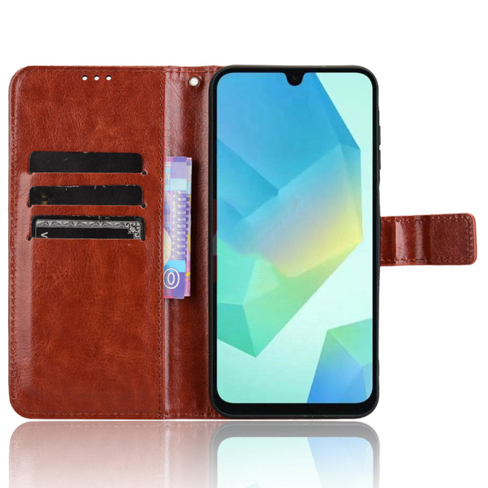 For Samsung Galaxy A16 5G / A16 4G Case Crazy Horse Texture PU Leather Phone Wallet Cover - Brown