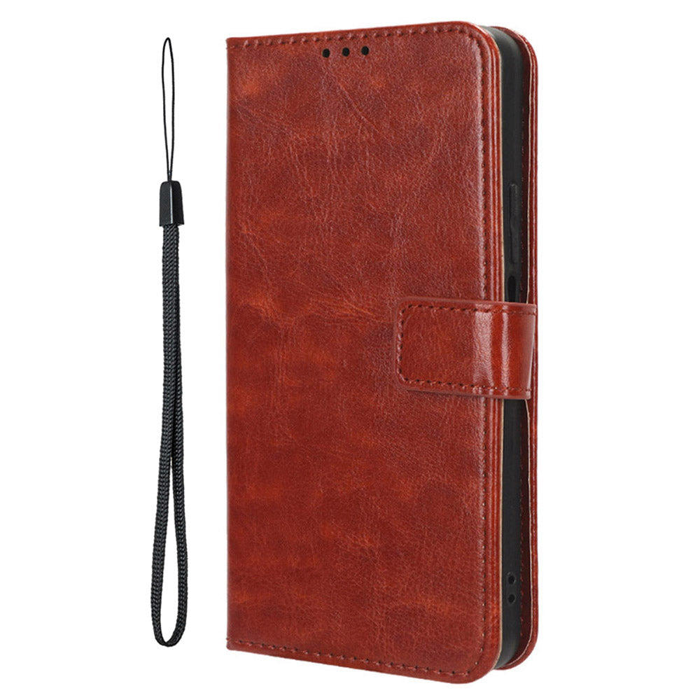For Samsung Galaxy A16 5G / A16 4G Case Crazy Horse Texture PU Leather Phone Wallet Cover - Brown