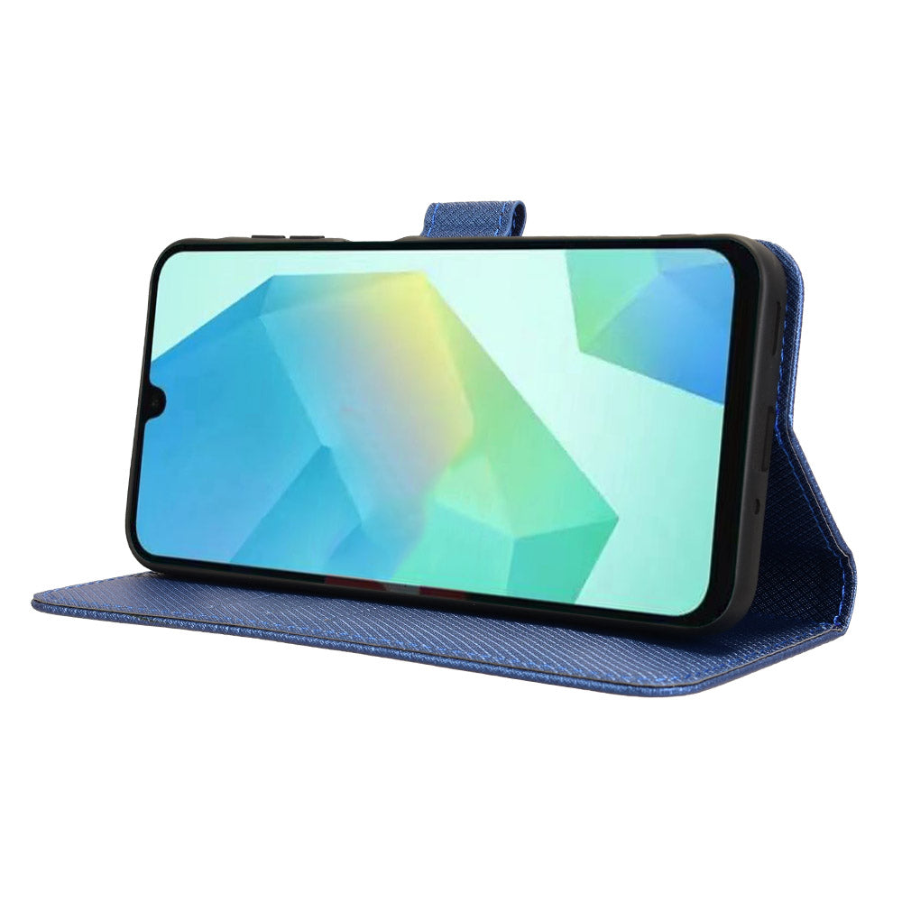 For Samsung Galaxy A16 5G / A16 4G Case PU Leather Diamond Texture Wallet Phone Cover - Blue