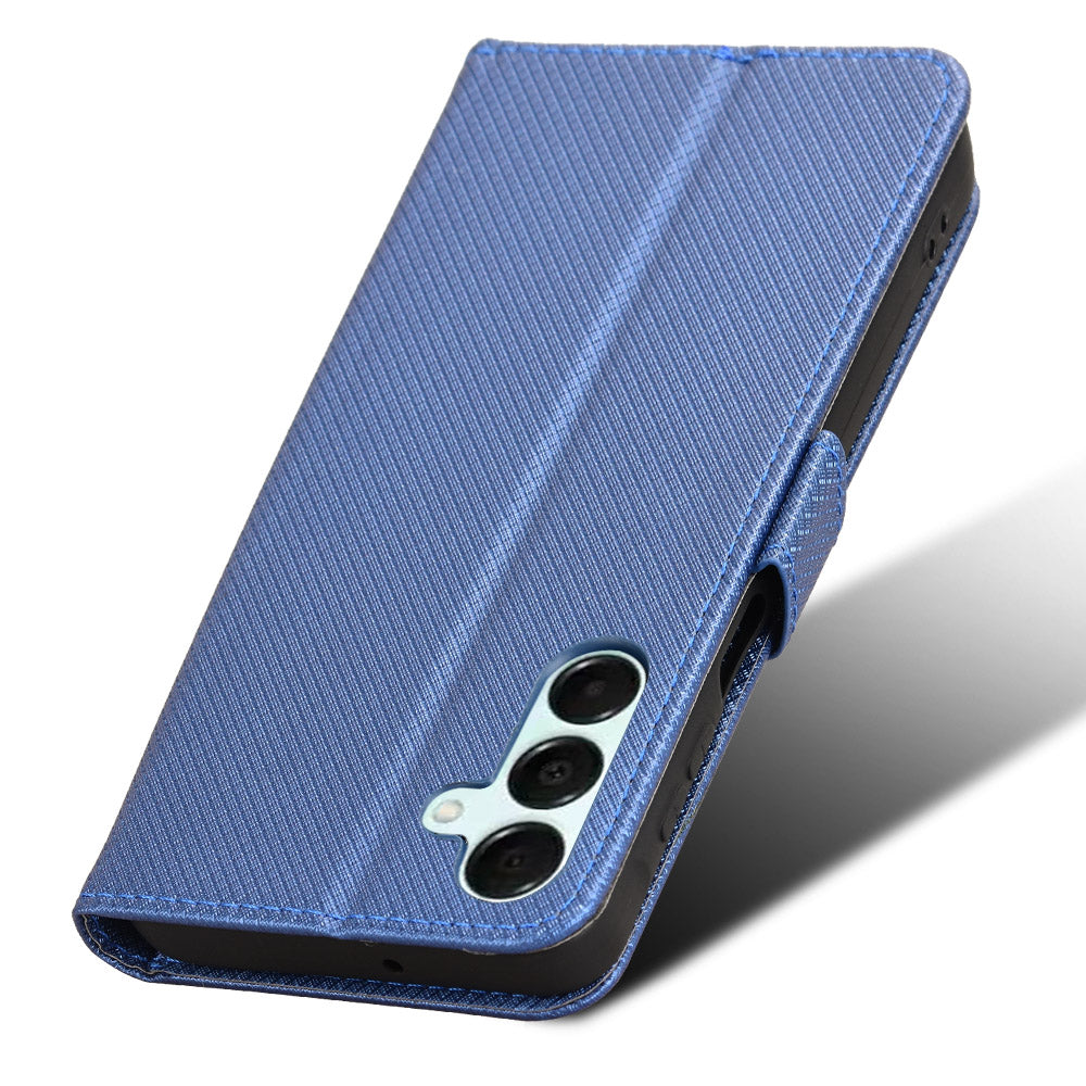 For Samsung Galaxy A16 5G / A16 4G Case PU Leather Diamond Texture Wallet Phone Cover - Blue