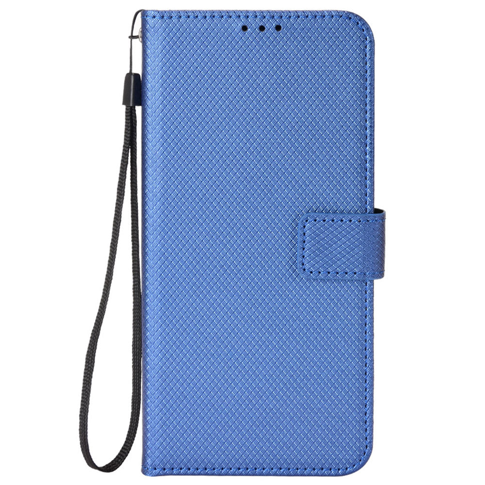 For Samsung Galaxy A16 5G / A16 4G Case PU Leather Diamond Texture Wallet Phone Cover - Blue