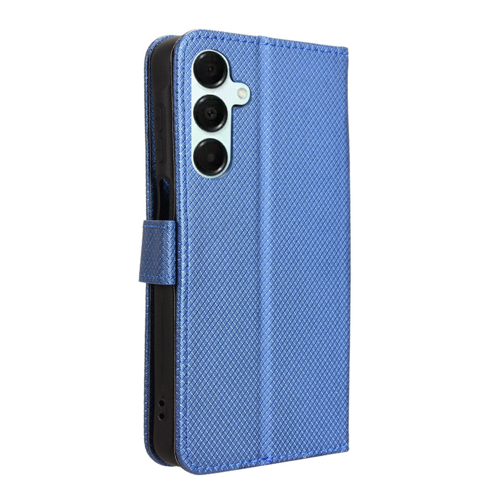 For Samsung Galaxy A16 5G / A16 4G Case PU Leather Diamond Texture Wallet Phone Cover - Blue