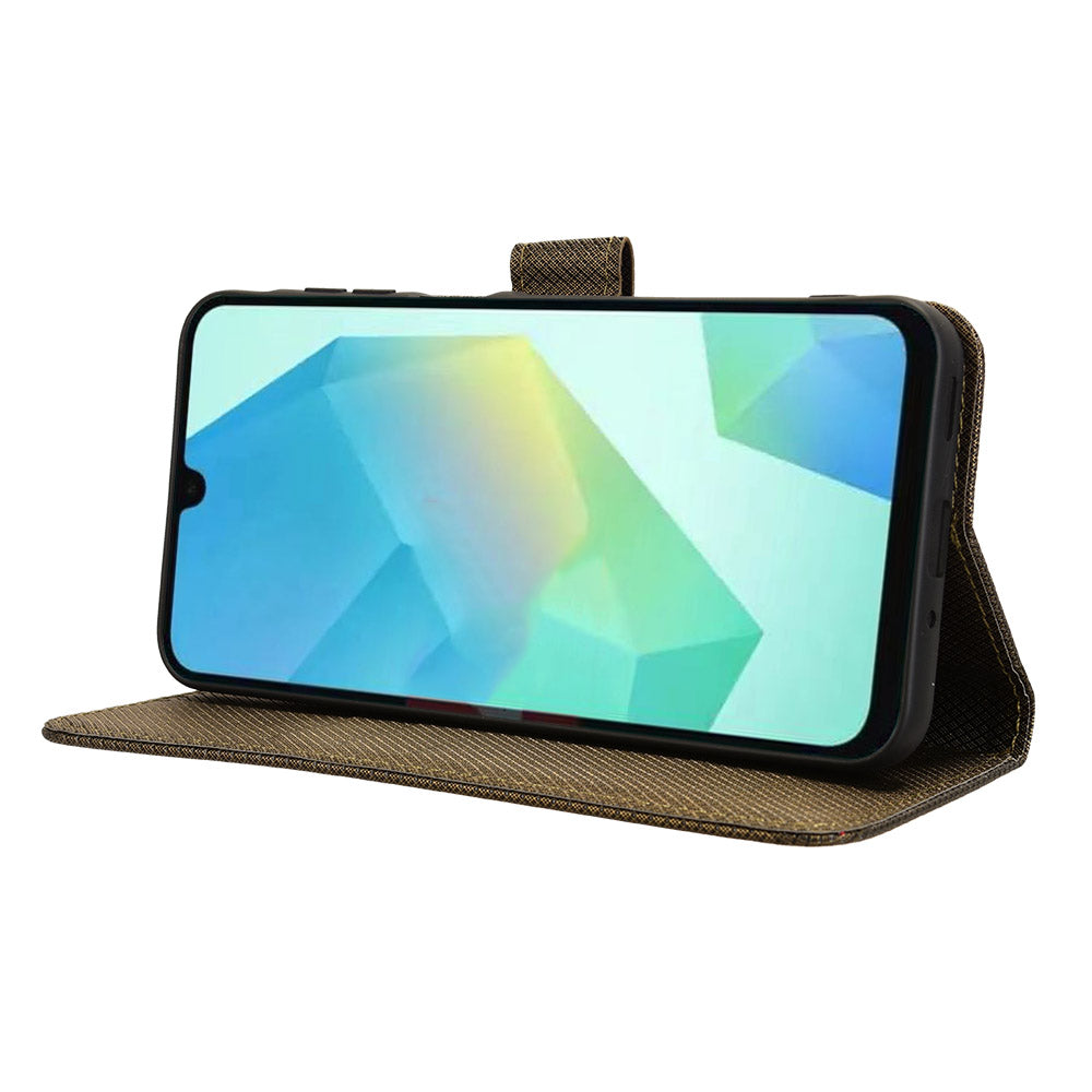 For Samsung Galaxy A16 5G / A16 4G Case PU Leather Diamond Texture Wallet Phone Cover - Brown