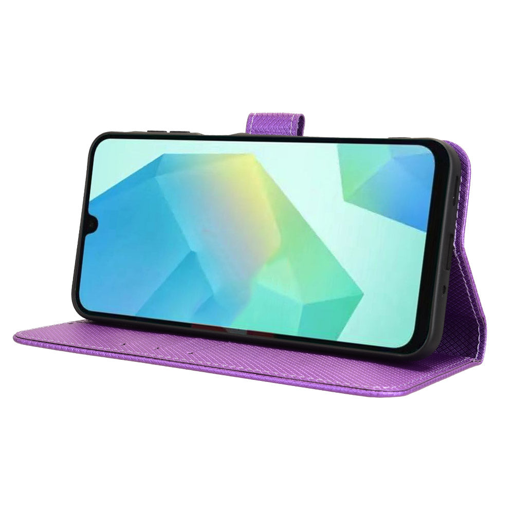 For Samsung Galaxy A16 5G / A16 4G Case PU Leather Diamond Texture Wallet Phone Cover - Purple